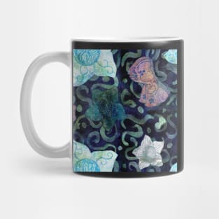 whimsical butterflies and flowers on squiggle and dot pattern for kids Mug